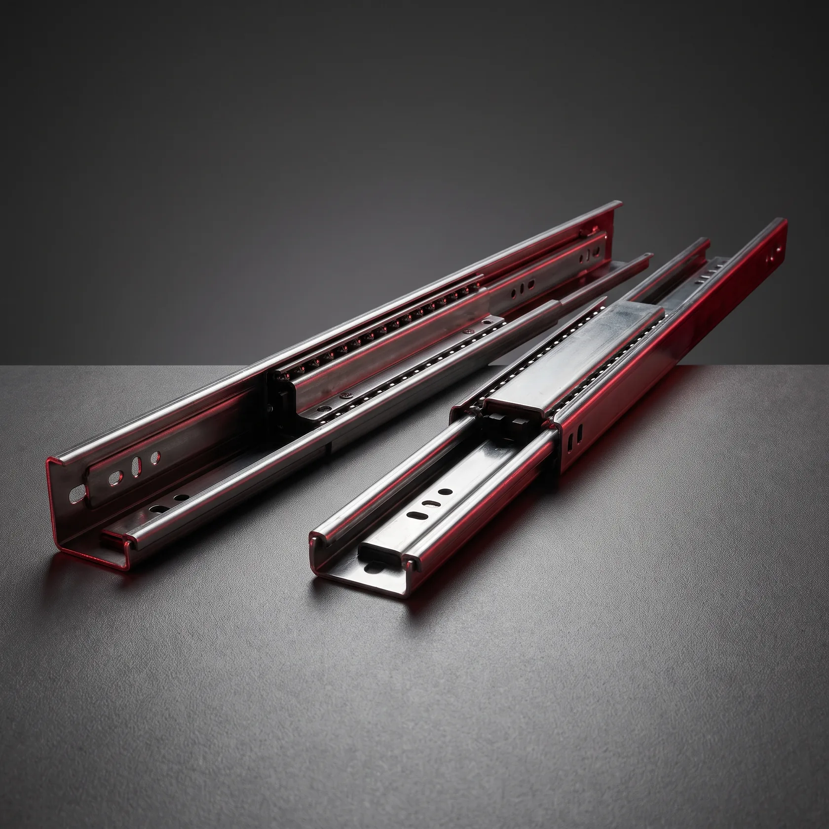 A pair of steel ball-bearing drawer slide rails